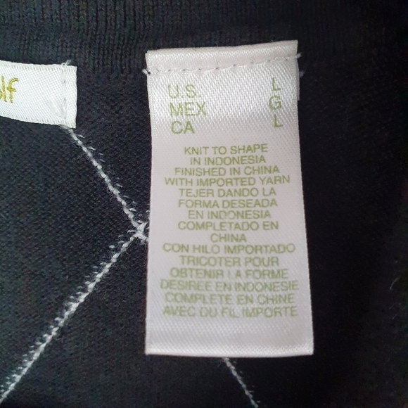 LIZ GOLF Elegant Shirt Vest Collar V Neck Black/Red/White Women's Size L - Picture 8 of 8